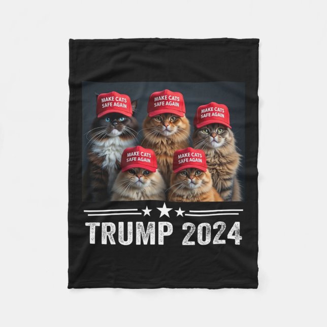 Donald Trump Make Cats Safe Again Red Hat 2024 Deb Fleece Blanket (Front)