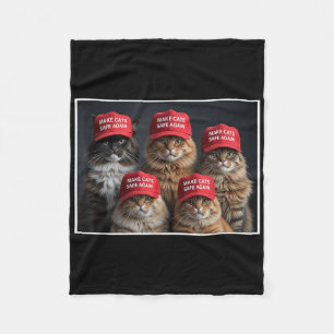 Donald Trump Make Cats Safe Again Red Hat 2024 Deb Fleece Blanket