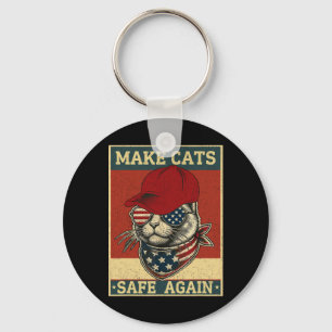 Donald Trump Make Cats Safe Again Red Hat 2024 Deb Key Ring