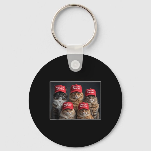 Donald Trump Make Cats Safe Again Red Hat 2024 Deb Key Ring (Front)