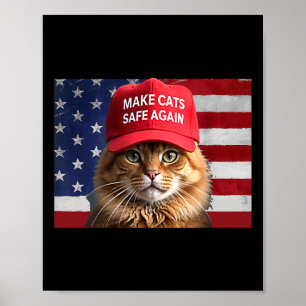 Donald Trump Make Cats Safe Again Red Hat 2024 Deb Poster