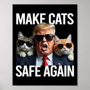 Donald Trump Make Cats Safe Again Red Hat 2024 Deb Poster