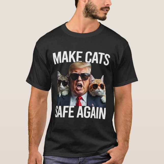 Donald Trump Make Cats Safe Again Red Hat 2024 Deb T-Shirt (Front)