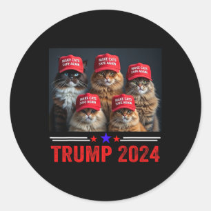 Donald Trump Make Cats Safe Again Red Hat 2024 Det Classic Round Sticker