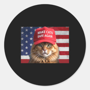 Donald Trump Make Cats Safe Again Red Hat 2024 Det Classic Round Sticker