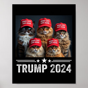 Donald Trump Make Cats Safe Again Red Hat 2024 Det Poster