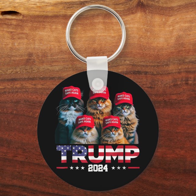 Donald Trump Make Cats Safe Again Red Hat 2024 Key Ring (Front)