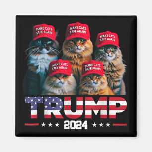 Donald Trump Make Cats Safe Again Red Hat 2024 Magnet