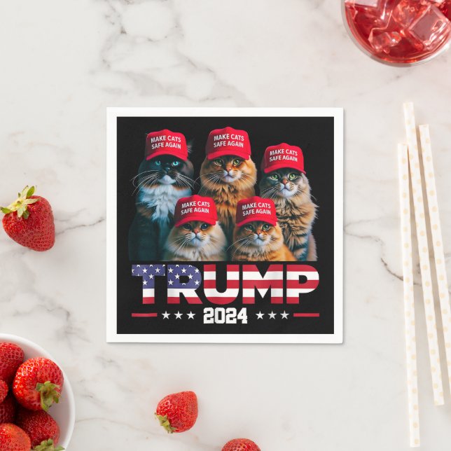Donald Trump Make Cats Safe Again Red Hat 2024 Napkin (Insitu)