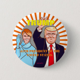 Donald Trump & Melania.President of the U.S.A. 6 Cm Round Badge