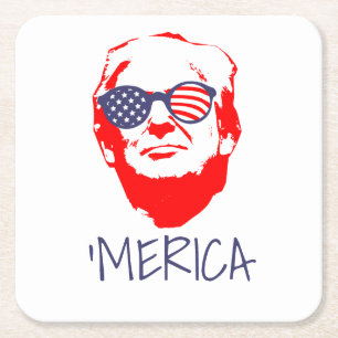 Donald Trump 'Merica Square Paper Coaster