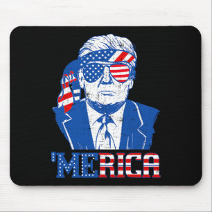 Donald Trump Merica Trump Sungl Us Flag 4th Of Jul Mouse Mat