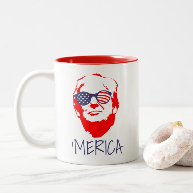 Donald Trump 'Merica Two-Tone Coffee Mug (With Donut)