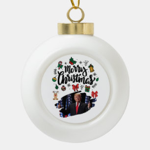 Donald Trump Merry Christmas Ceramic Ball Christmas Ornament