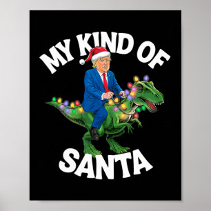Donald Trump Merry Christmas Dinosaur Xmas T-rex Poster