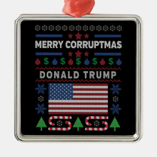 Donald Trump Merry Corruptmas Holiday Metal Tree Decoration