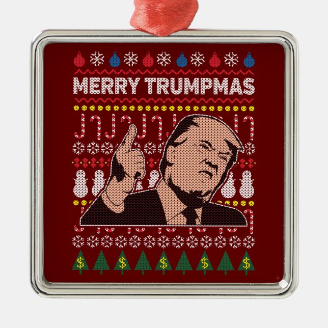 Donald Trump Merry Trumpmas Holiday Metal Tree Decoration (Front)