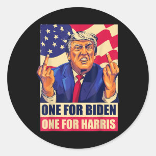 Donald Trump Middle Finger Biden Harris America Re Classic Round Sticker