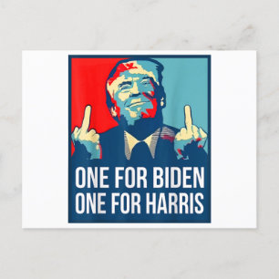 Donald Trump Middle Finger Biden Harris America Re Postcard