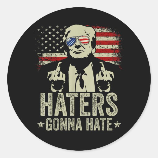  Donald Trump Middle Finger Classic Round Sticker (Front)
