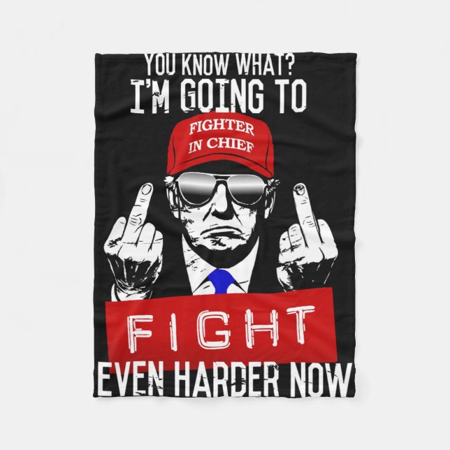 Donald Trump Middle Finger Flipping Off Pro Republ Fleece Blanket (Front)