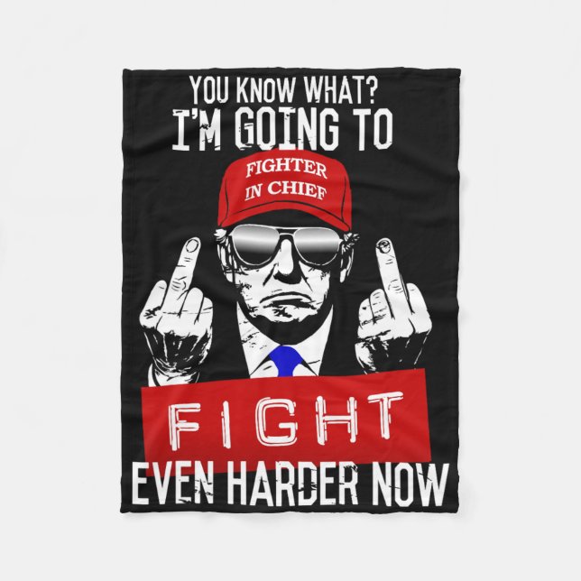 Donald Trump Middle Finger Flipping Off Pro Republ Fleece Blanket (Front)