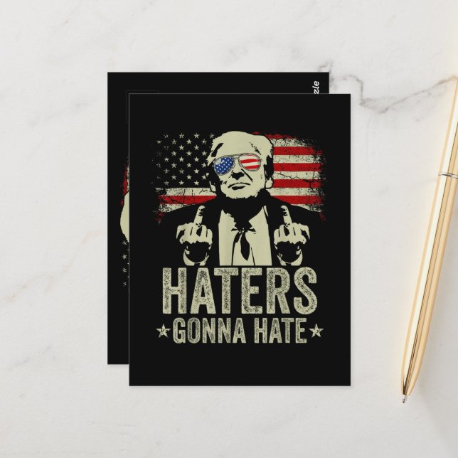  Donald Trump Middle Finger Postcard (Front/Back In Situ)
