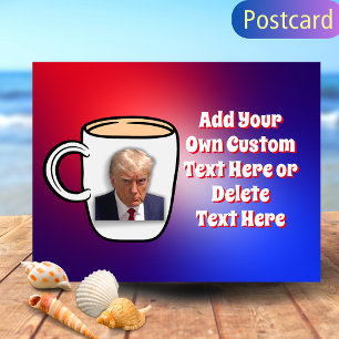 Donald Trump Mug Shot Meme Custom Text Red & Blue Postcard
