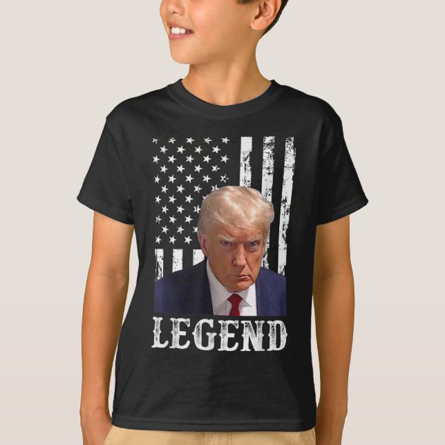 Donald Trump Mug Shot President Legend American Fl T-Shirt (Front)