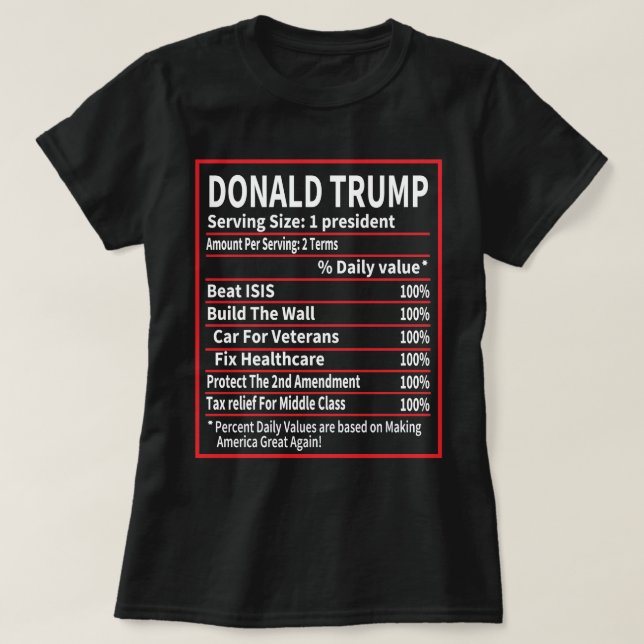 Donald Trump Nutrition Facts - Funny Christmas  T-Shirt (Design Front)