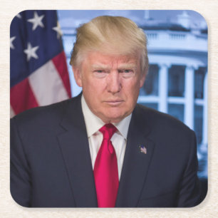 Donald Trump Official Presidential Portrait Square Paper Coaster