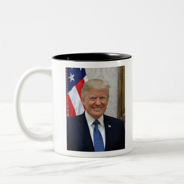 Donald Trump Official Presidential Portrait Two-Tone Coffee Mug (Left)