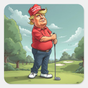 Donald Trump on the golf course Square Sticker