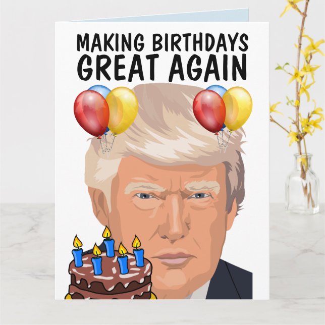 DONALD TRUMP OVERSIZED BIRTHDAY Greeting Cards (Yellow Flower)