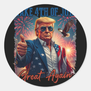 Donald Trump Patriotic Firework Make 4th Of July G Classic Round Sticker