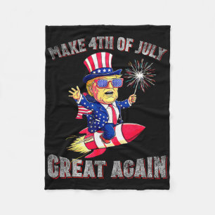 Donald Trump Patriotic Firework Make 4th Of July G Fleece Blanket
