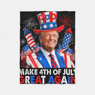 Donald Trump Patriotic Firework Make 4th Of July G Fleece Blanket