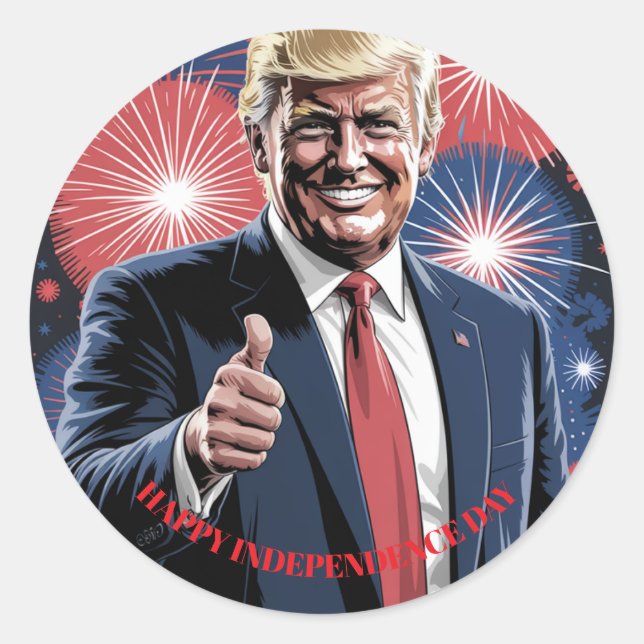 Donald Trump Patriotic Fireworks Celebration  Classic Round Sticker (Front)