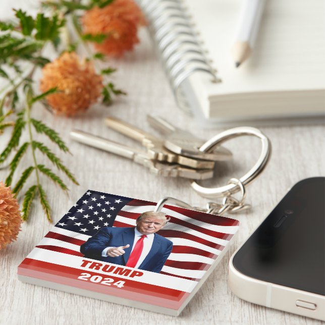 Donald Trump Photo 2024 Election Acrylic Keychain (Front Right)