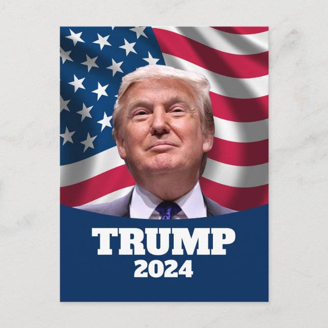 Donald Trump Photo American Flag - President 2024 Postcard (Front)