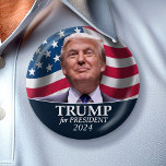 Donald Trump Photo - President 2024 7.5 Cm Round Badge<br><div class="desc">A classic design featuring a picture of the man running for president. He is running in the 2024 election in the Republican Primary. Original photograph taken by Gauge Skidmore, </div>