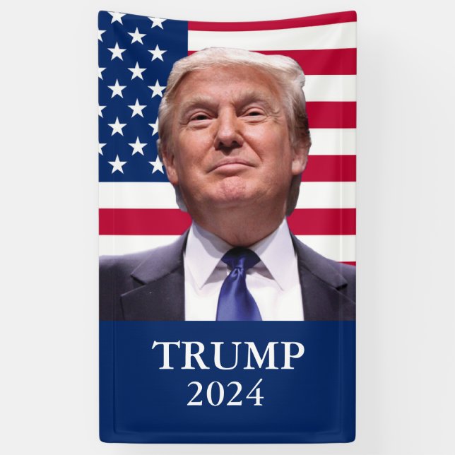 Donald Trump Photo - President 2024 Banner (Vertical)