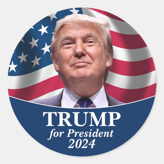 Donald Trump Photo - President 2024 Classic Round Sticker (Front)