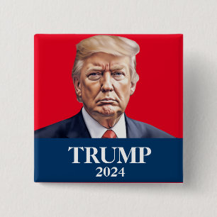 Donald Trump Photo - President enough said Pinback 15 Cm Square Badge
