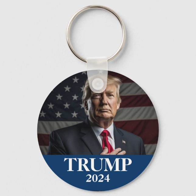 Donald Trump Photo - Trump 2024 Keep America Great Key Ring (Front)