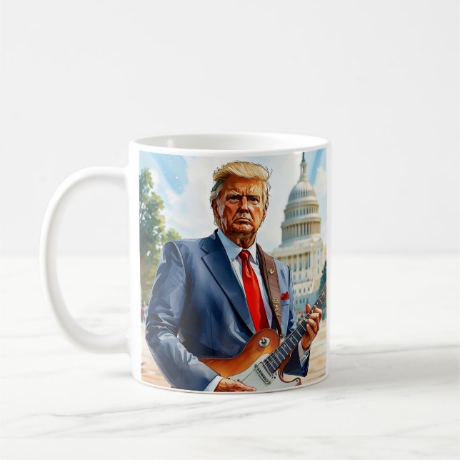 Donald Trump Playing Electric Guitar US Capitol Coffee Mug (Left)