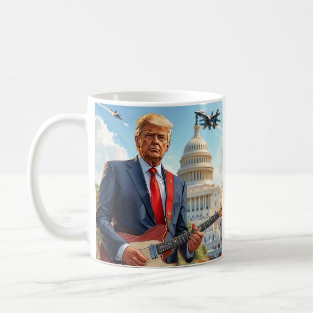 Donald Trump Playing Electric Guitar US Capitol Coffee Mug (Left)