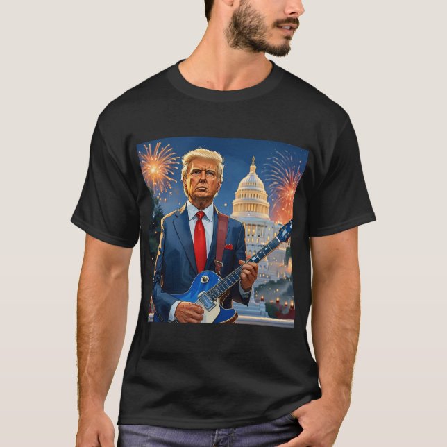 Donald Trump Playing Electric Guitar US Capitol T-Shirt (Front)