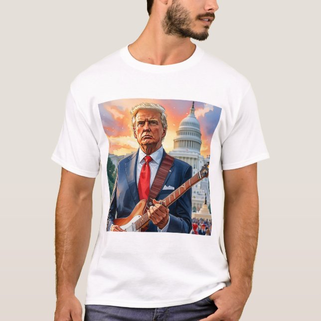 Donald Trump Playing Electric Guitar US Capitol T-Shirt (Front)