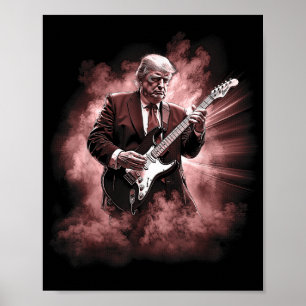 Donald Trump Playing Electric Rock Guitar Poster